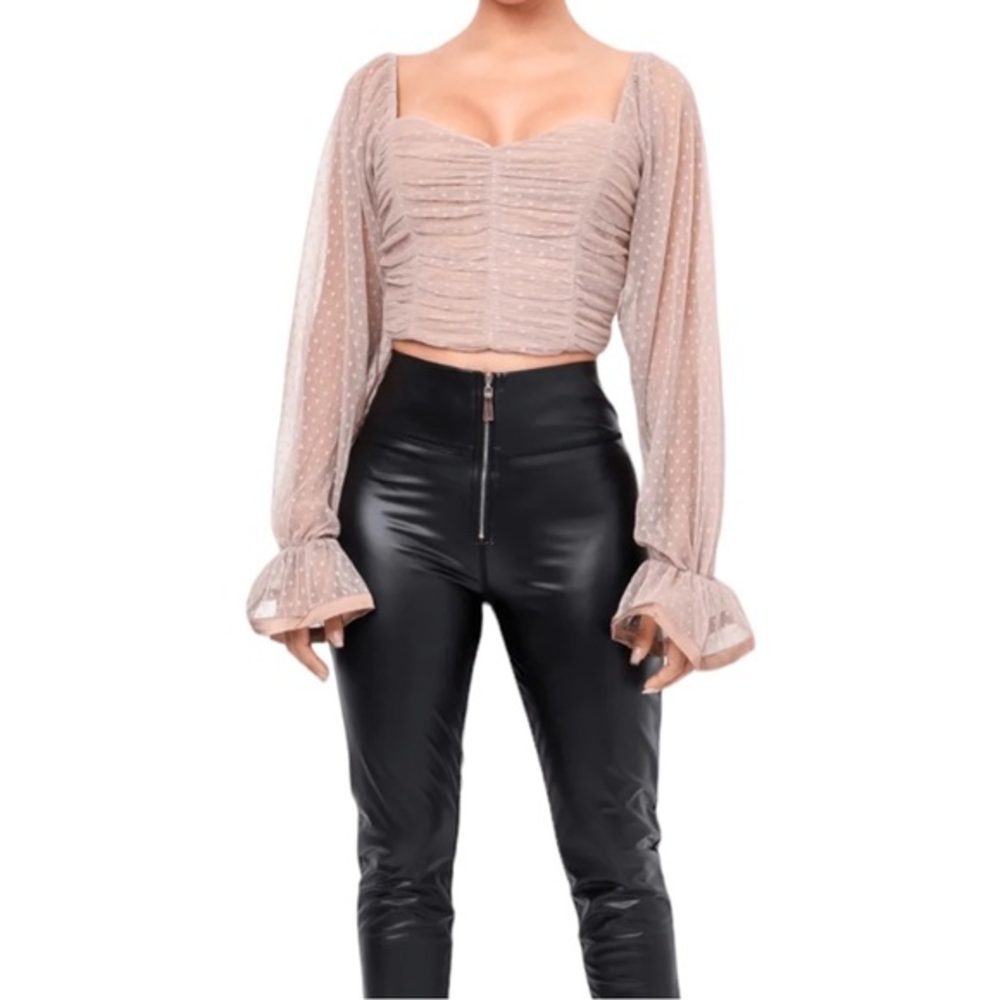 Pink Polka Dot‎ Wrap Chest Crop Top